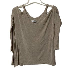 Abercrombie & Fitch Womens Size Small Beige Shirt with Exposed Shoulder